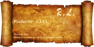 Ruderer Lili névjegykártya